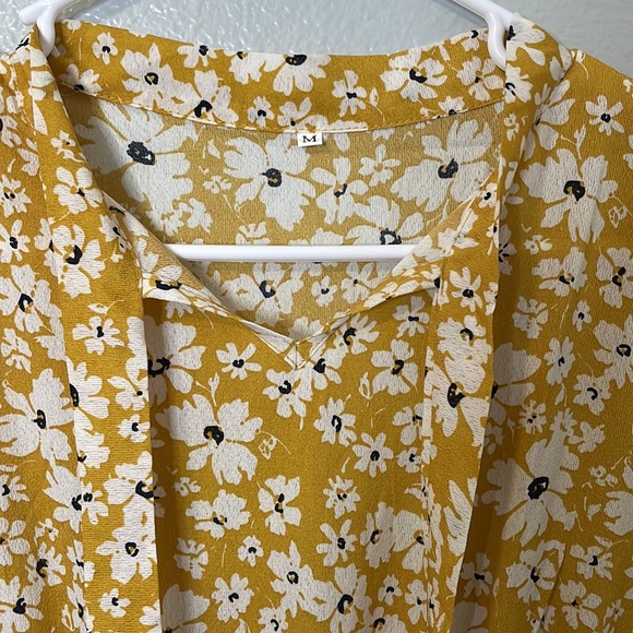 Yellow Floral and Flowy Boho Summer Dress - Picture 3 of 4